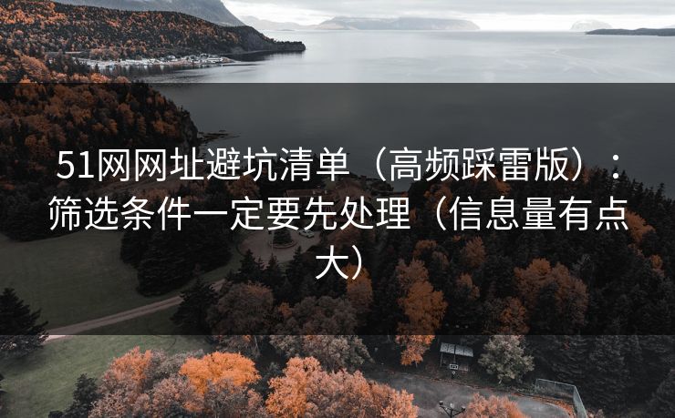 51网网址避坑清单（高频踩雷版）：筛选条件一定要先处理（信息量有点大）